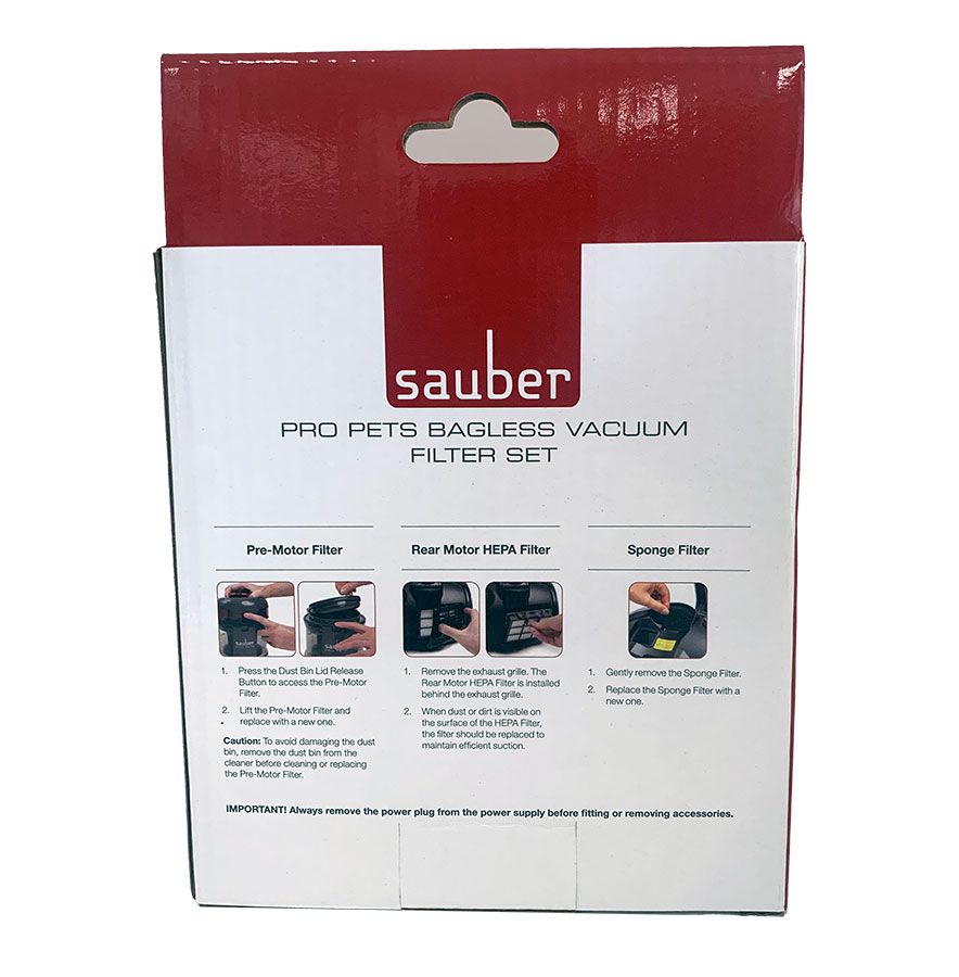 Sauber Pro Pets SF-100 Bagless Vacuum Cleaner Filter Set