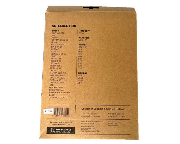 Clean Up CU78 Synthetic Vacuum Cleaner Dust Bags 5pkt To Suit Bosch