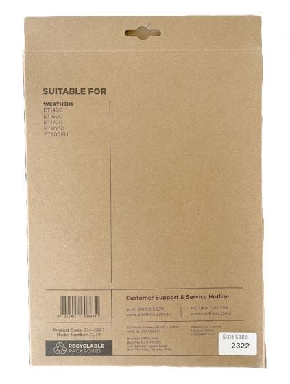 Clean Up CU39 Vacuum Cleaner Bags 5pkt To Suit Wertheim ET1400, ET1600, ET1700, ET2000