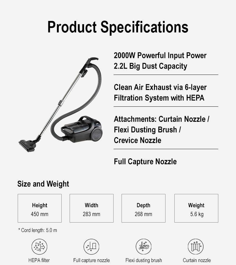Panasonic 2000W Bagless Cyclonic Vacuum Cleaner